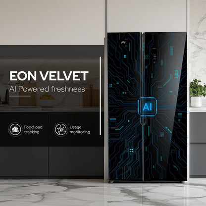 Godrej 600 Litres 3 Star Frost Free Side by Side Refrigerator with Powered By AI (RS EON VELVET 646C RIT, Opera Black)