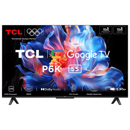 TCL P6K 139.7 cm (55 inch) 4K Ultra HD LED Smart Google TV with Google Voice Assistant (2025 model)