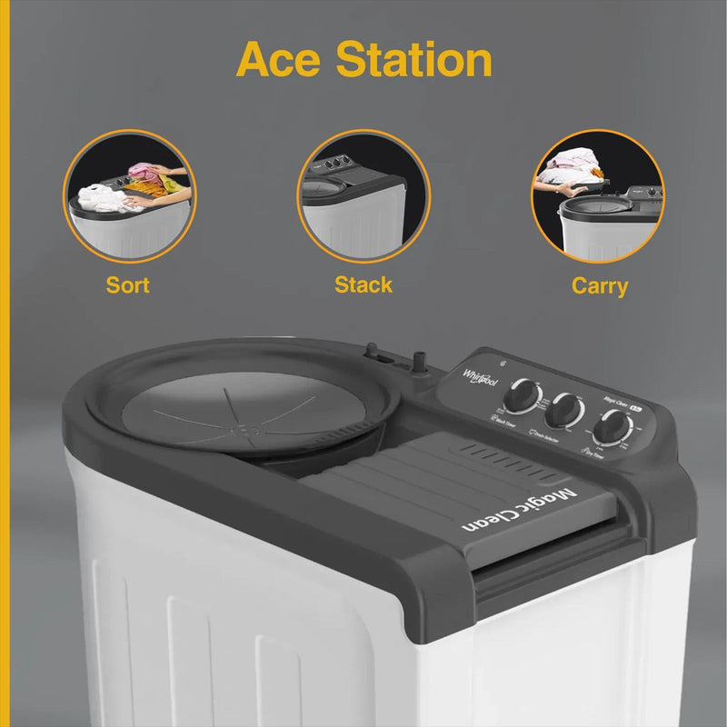 Whirlpool 6.5 kg 5 Star Semi Automatic Washing Machine with In built Scrubber (Magic Clean , 30337, Grey)