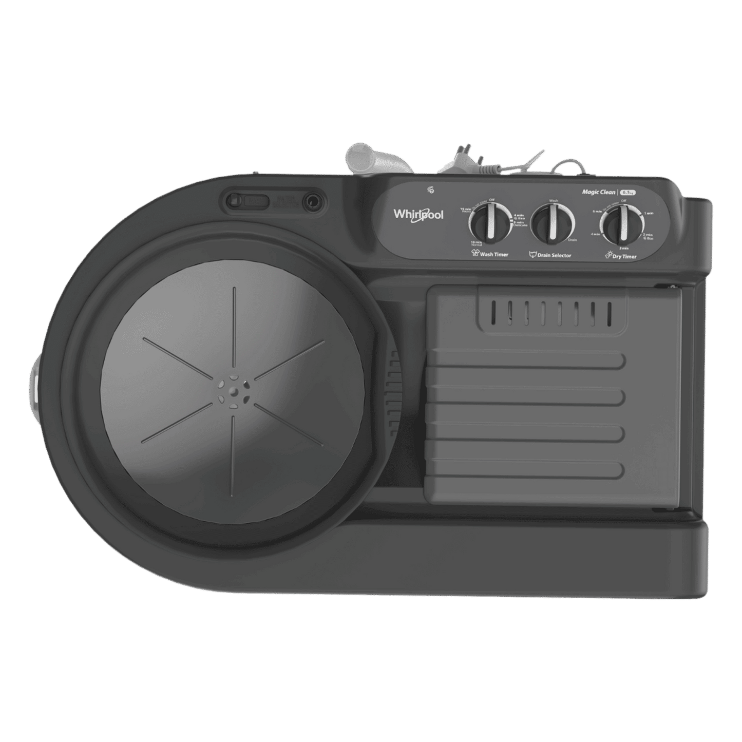 Whirlpool 6.5 kg 5 Star Semi Automatic Washing Machine with In built Scrubber (Magic Clean , 30337, Grey)