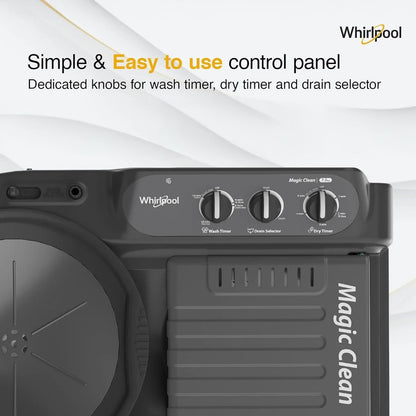 Whirlpool 7.5 kg 5 Star Semi Automatic Washing Machine with In built Scrubber (Magic Clean, 30291, Grey)