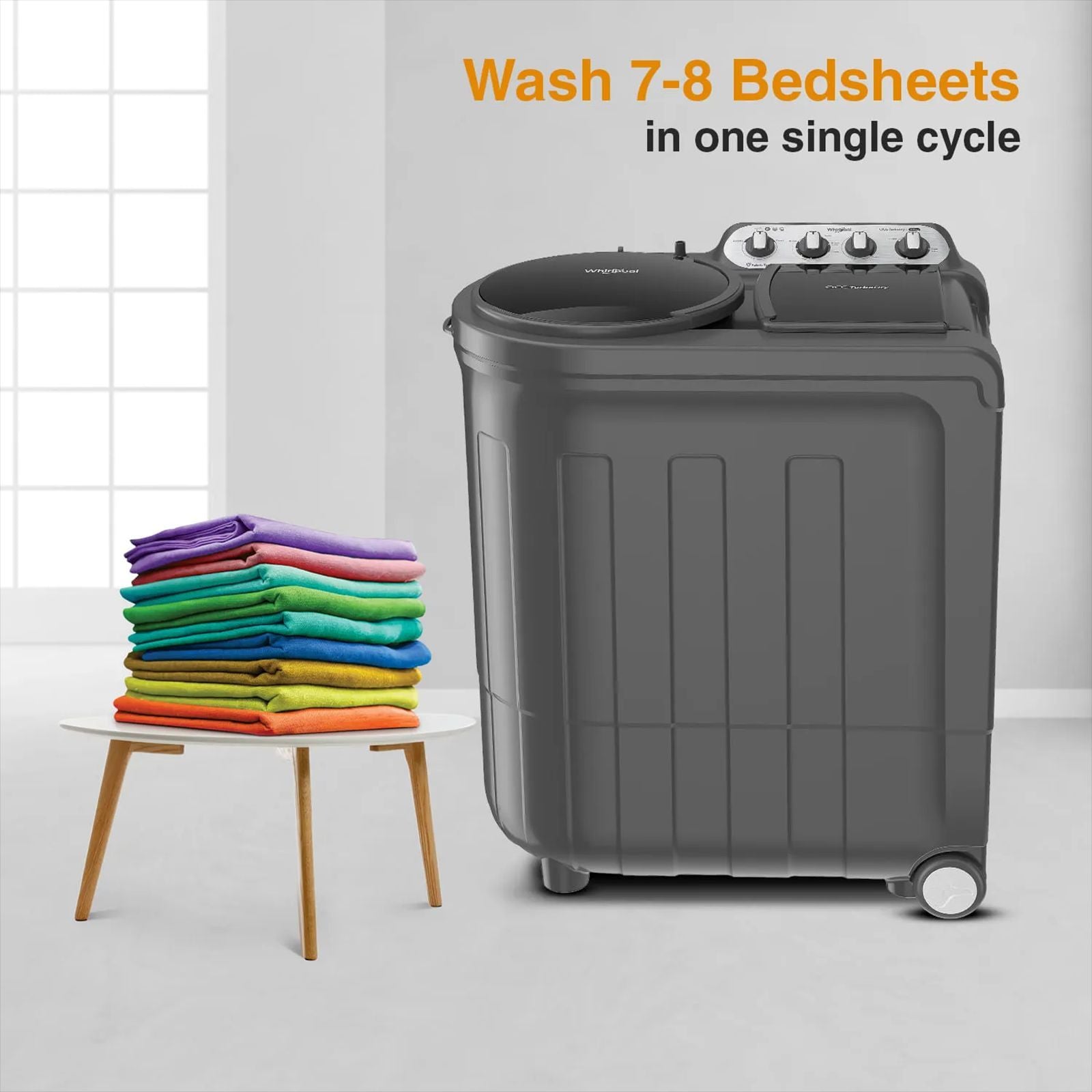 Whirlpool 8.0 kg 5 Star Semi Automatic Washing Machine with In built Scrubber (Magic Clean, 30318, Grey)