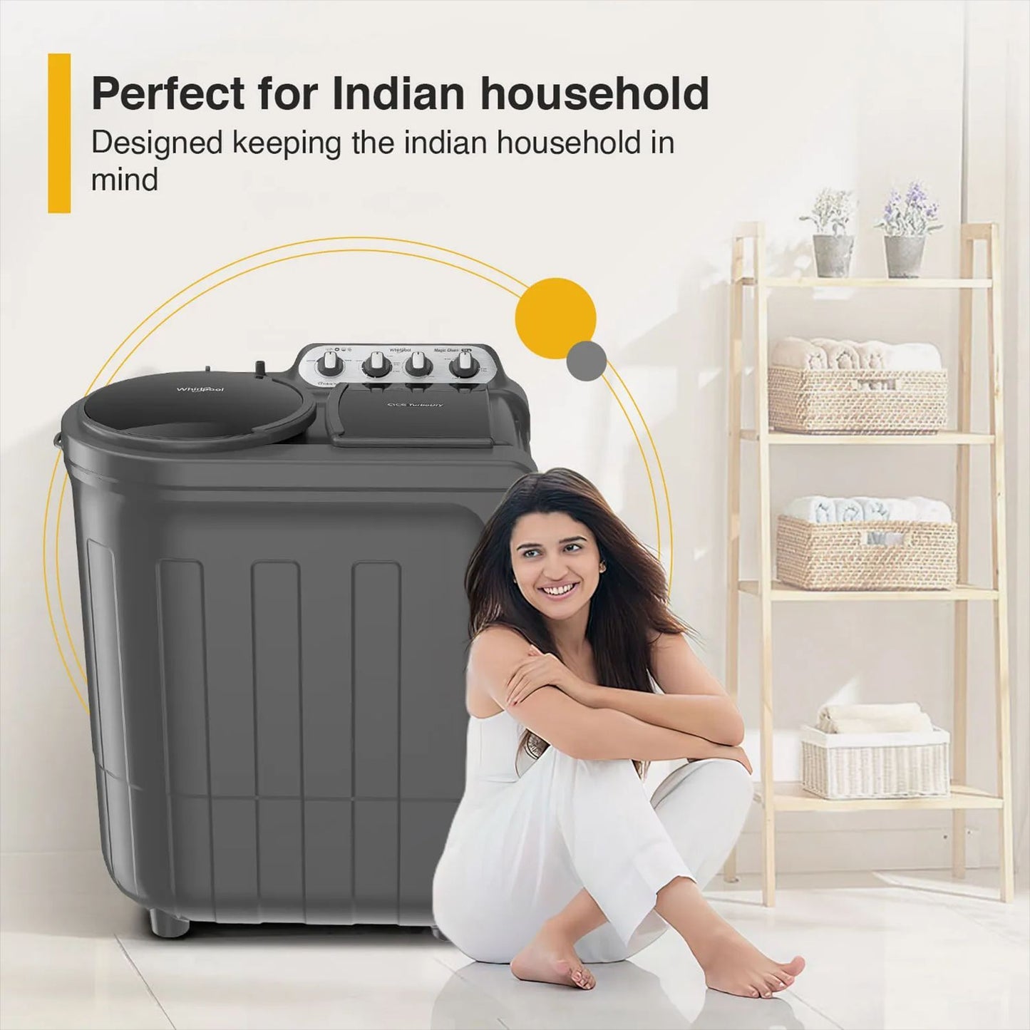 Whirlpool 8.0 kg 5 Star Semi Automatic Washing Machine with In built Scrubber (Magic Clean, 30318, Grey)