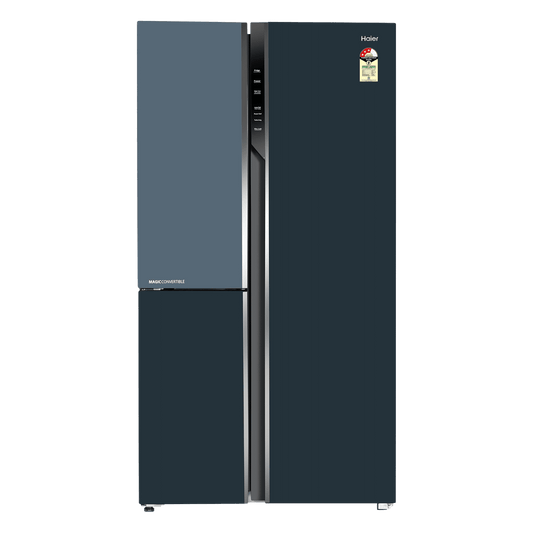 Haier Vogue Series 598 Litres 3 Star Frost Free Side by Side Door Smart Wifi Enabled Refrigerator with Deo Fresh Technology (HRT-683GOGU1, Grey Onyx Glass)
