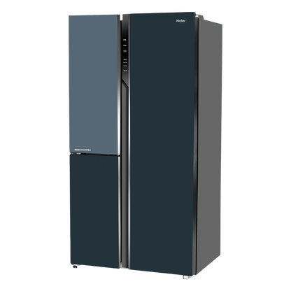 Haier Vogue Series 598 Litres 3 Star Frost Free Side by Side Door Smart Wifi Enabled Refrigerator with Deo Fresh Technology (HRT-683GOGU1, Grey Onyx Glass)