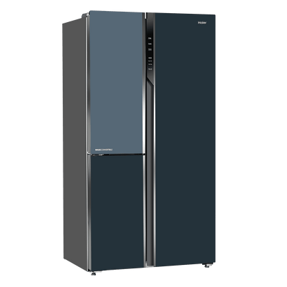 Haier Vogue Series 598 Litres 3 Star Frost Free Side by Side Door Smart Wifi Enabled Refrigerator with Deo Fresh Technology (HRT-683GOGU1, Grey Onyx Glass)