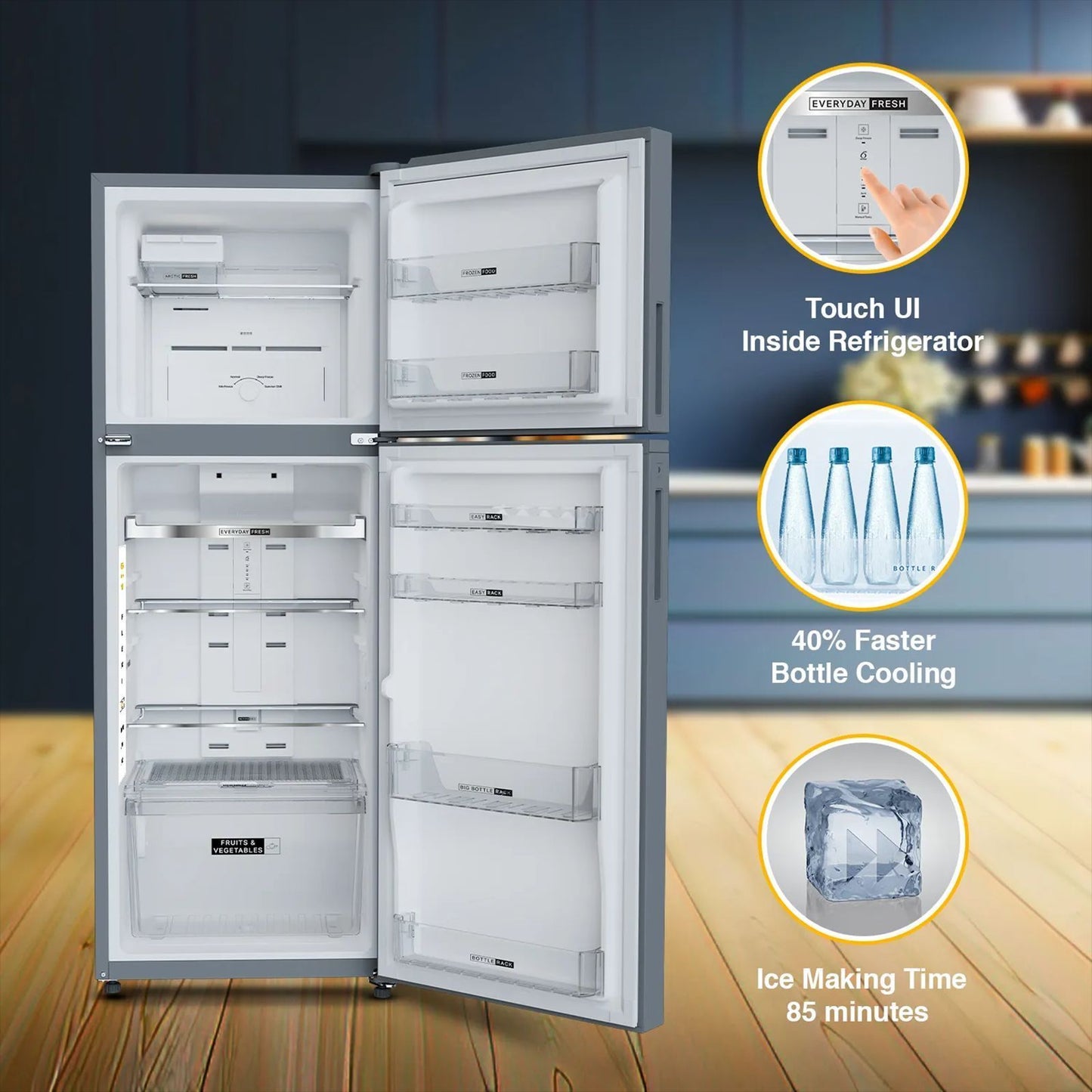 Whirlpool Intellifresh 235 Litres 3 Star Frost Free Double Door Convertible Refrigerator with 6th Sense Technology (22139, Grey)