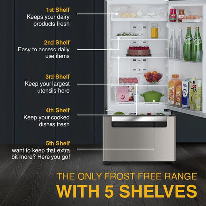 Whirlpool Protton 215 Litres Frost Free Triple Door Refrigerator with Zeolite Technology (22164, Radiant Steel)