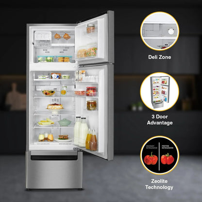 Whirlpool Protton 215 Litres Frost Free Triple Door Refrigerator with Zeolite Technology (22164, Radiant Steel)