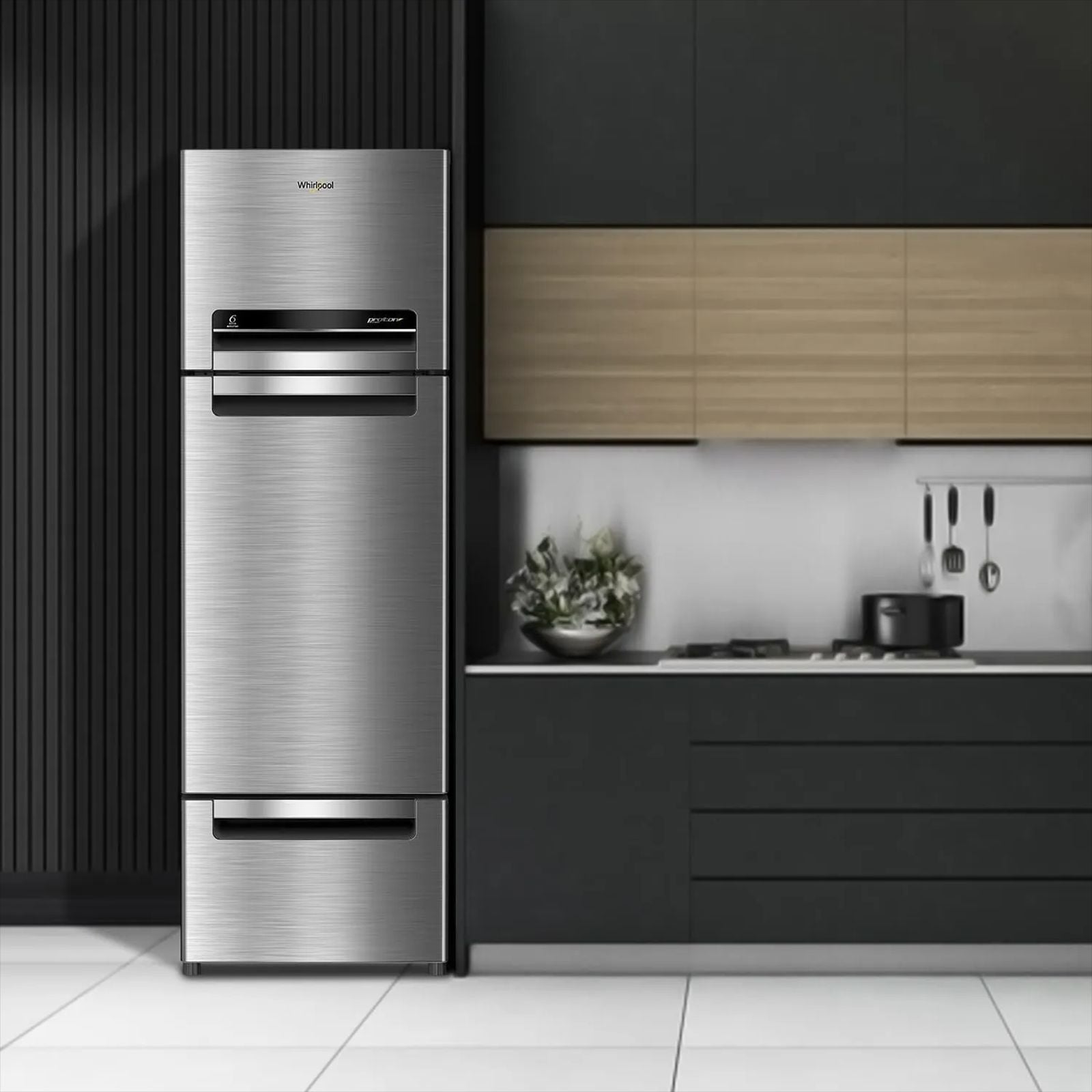 Whirlpool Protton 215 Litres Frost Free Triple Door Refrigerator with Zeolite Technology (22164, Radiant Steel)