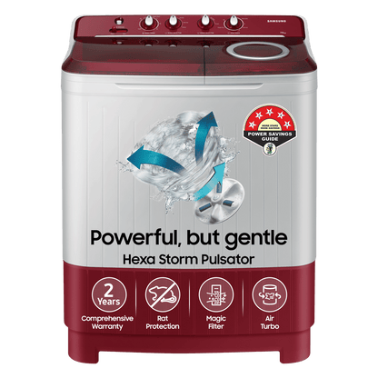 SAMSUNG 7.5 kg 5 Star Semi Automatic Washing Machine with Rat Protection (WT75B3200RR/TL, Dark Grey)