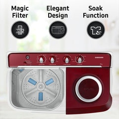 SAMSUNG 7.5 kg 5 Star Semi Automatic Washing Machine with Rat Protection (WT75B3200RR/TL, Dark Grey)