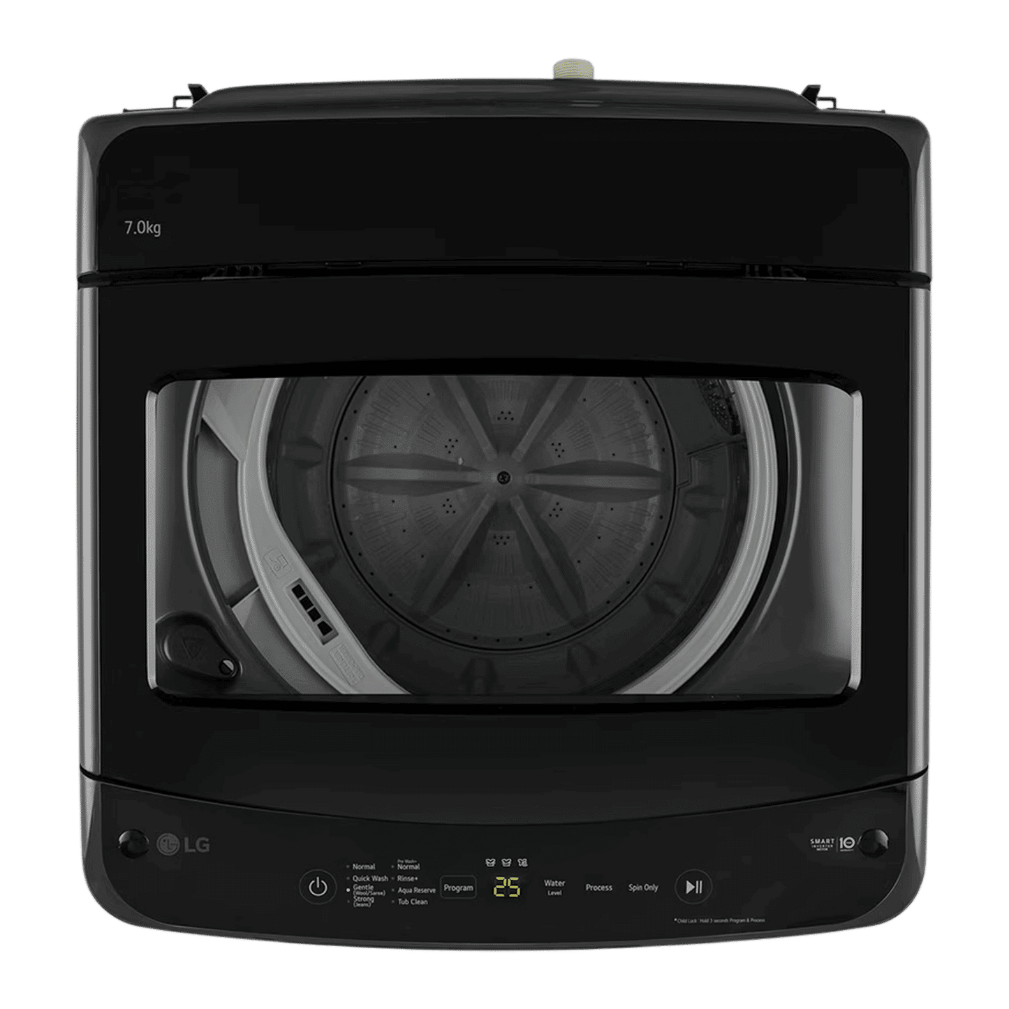 LG 7 kg 5 Star Inverter Fully Automatic Top Load Washing Machine (T70VBMB4ZD.ABMQEIL, Smart Diagnosis, Middle Black)