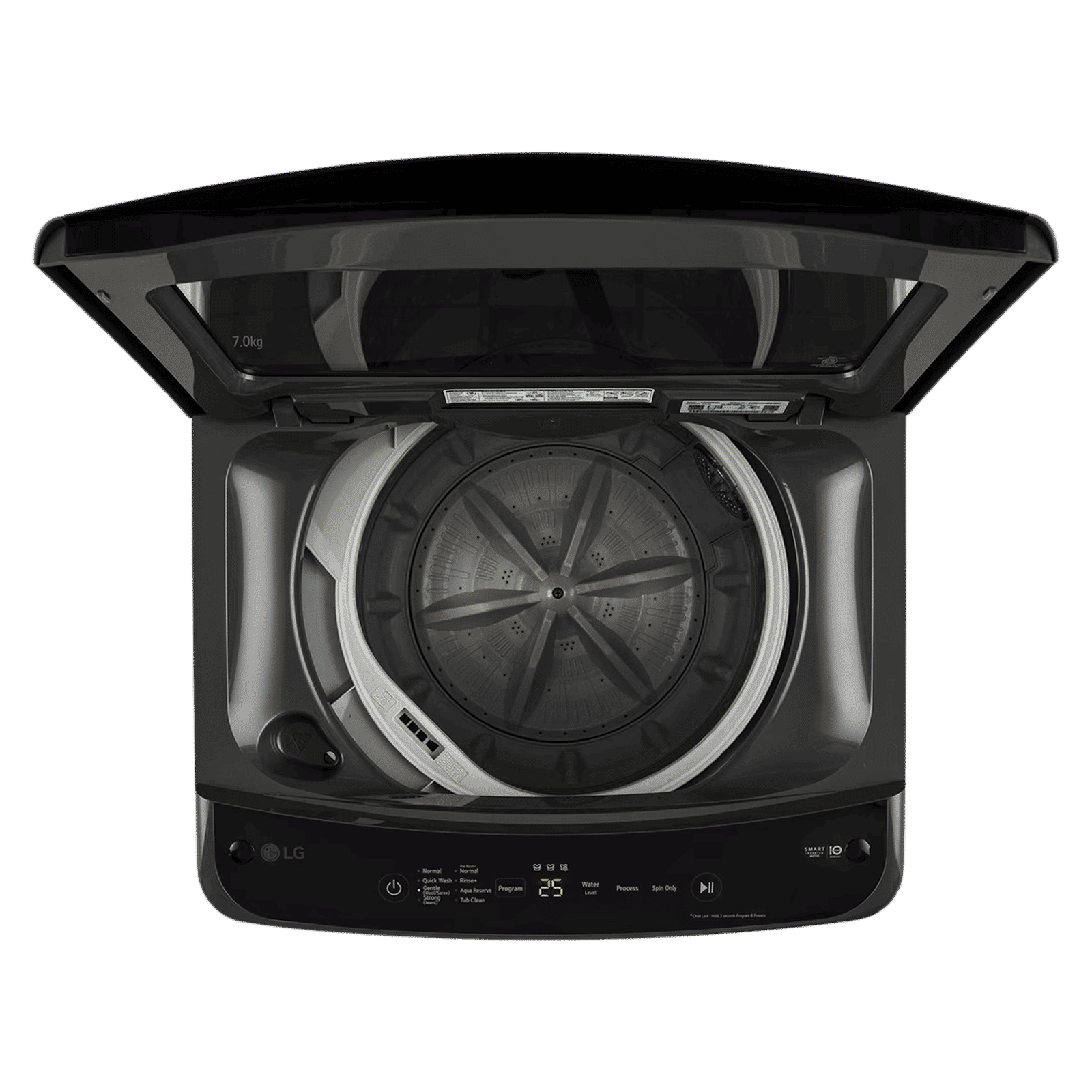 LG 7 kg 5 Star Inverter Fully Automatic Top Load Washing Machine (T70VBMB4ZD.ABMQEIL, Smart Diagnosis, Middle Black)