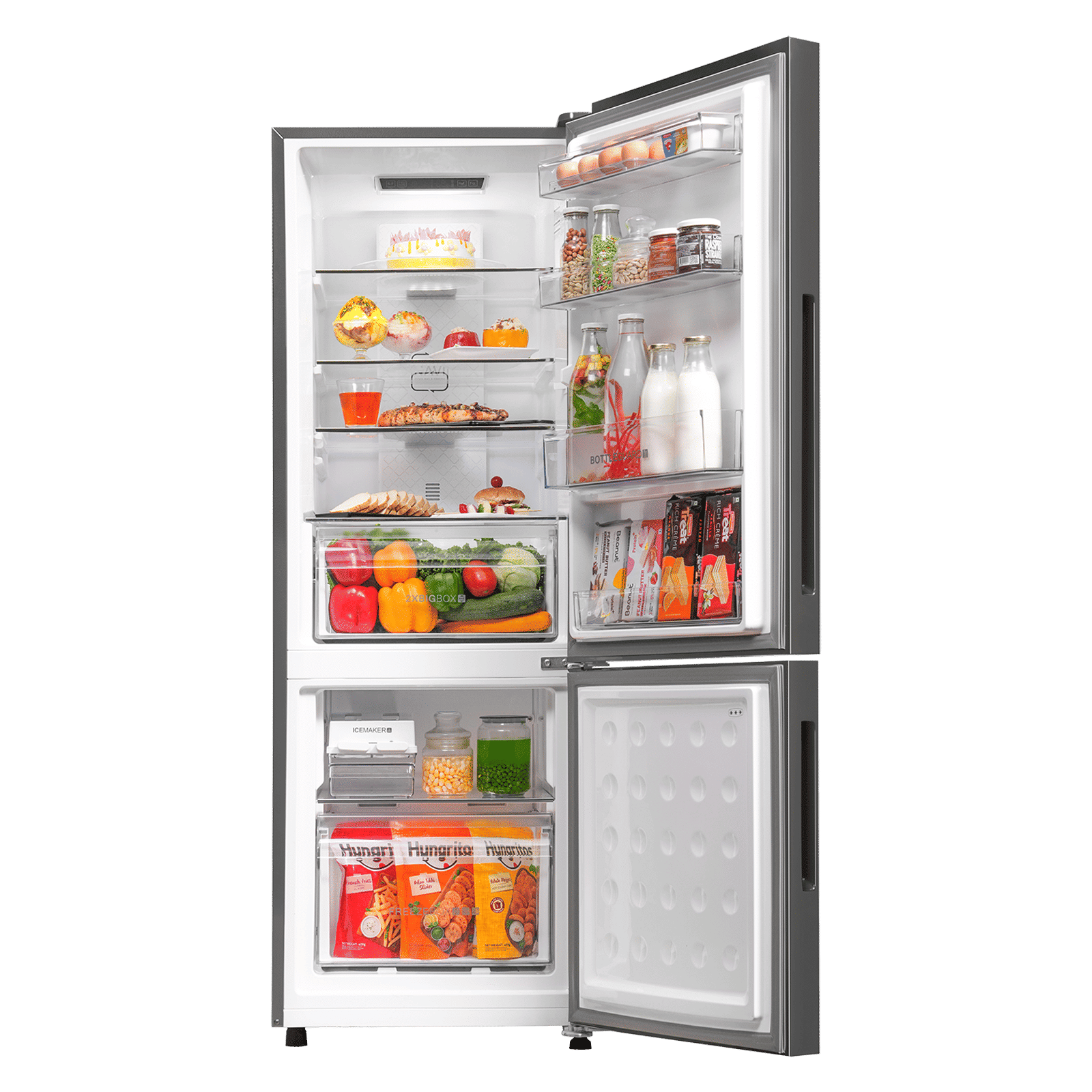 Haier HRB-2872I 237 Litres 2 Star Frost Free Double Door Bottom Mount Convertible Refrigerator with Turbo Icing Technology (HRB-2872IBGB-P, GE Black)