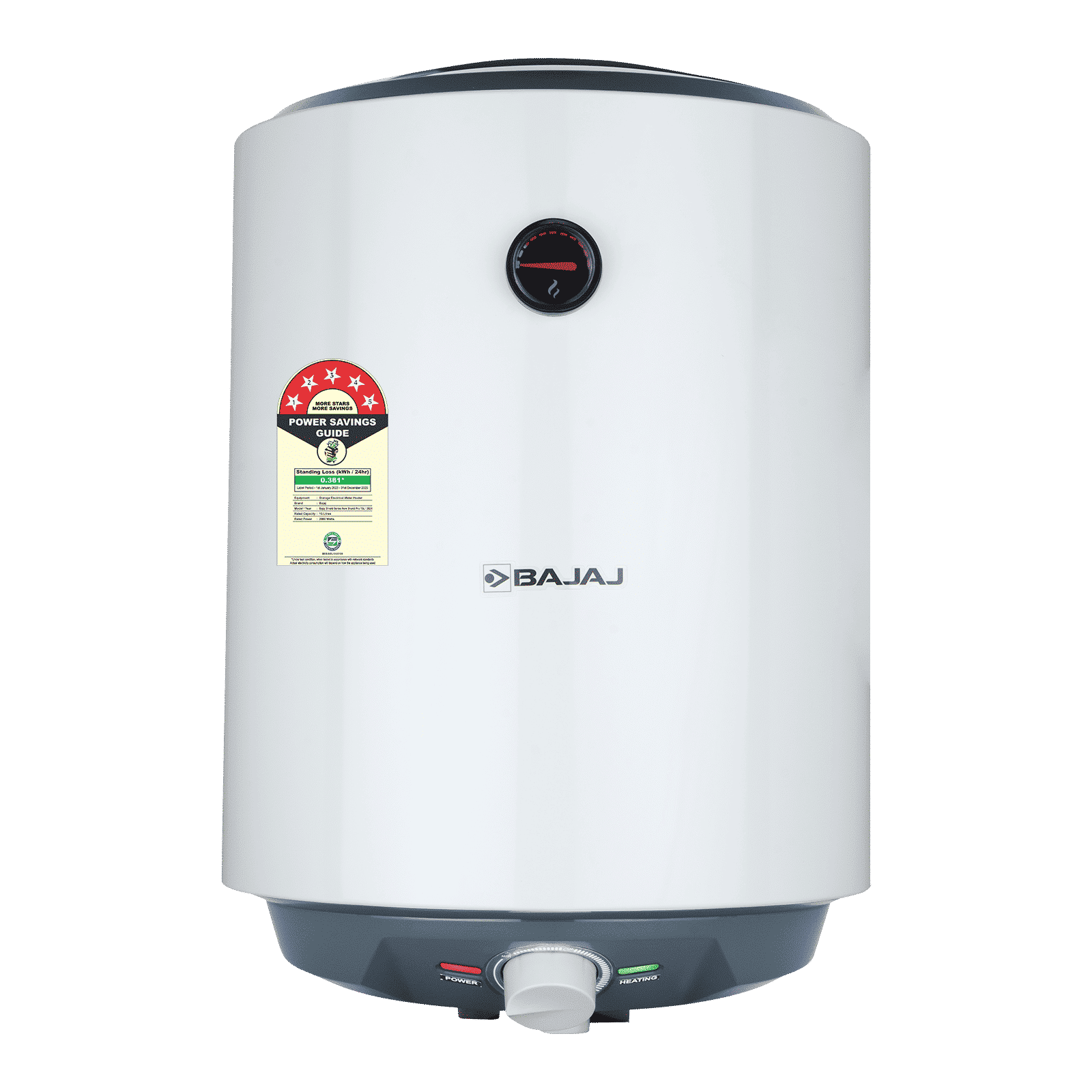 BAJAJ Shield New Shakti Pro 15 Litre Vertical Storage Geyser with Swirlflow Technology (White)
