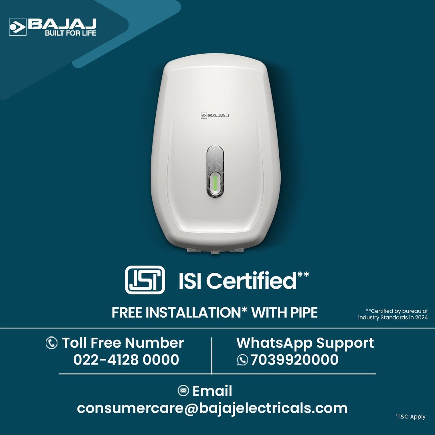 BAJAJ Shield Aerono 3 Litre Vertical Instant Geyser with Shock Resistance (White)