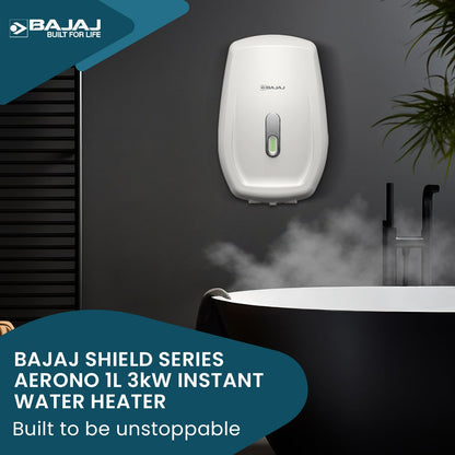 BAJAJ Shield Aerono 3 Litre Vertical Instant Geyser with Shock Resistance (White)