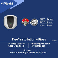 BAJAJ Eternal Pentacle Digi 15 Litre 5 Star Vertical Storage Geyser with Swirlflow Technology (White & Black)
