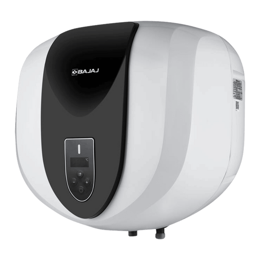 BAJAJ Eternal Pentacle Digi 25 Litre 5 Star Vertical Storage Geyser with Swirlflow Technology (White & Black)