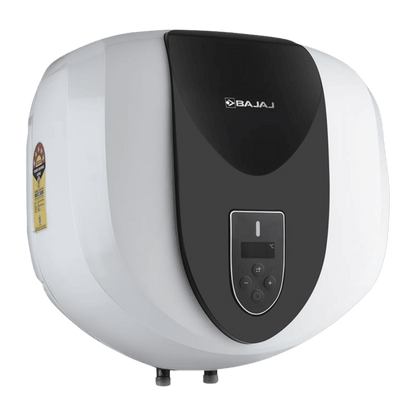 BAJAJ Eternal Pentacle Digi 25 Litre 5 Star Vertical Storage Geyser with Swirlflow Technology (White & Black)