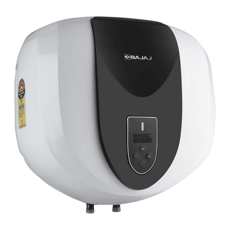 BAJAJ Eternal Pentacle Digi 25 Litre 5 Star Vertical Storage Geyser with Swirlflow Technology (White & Black)
