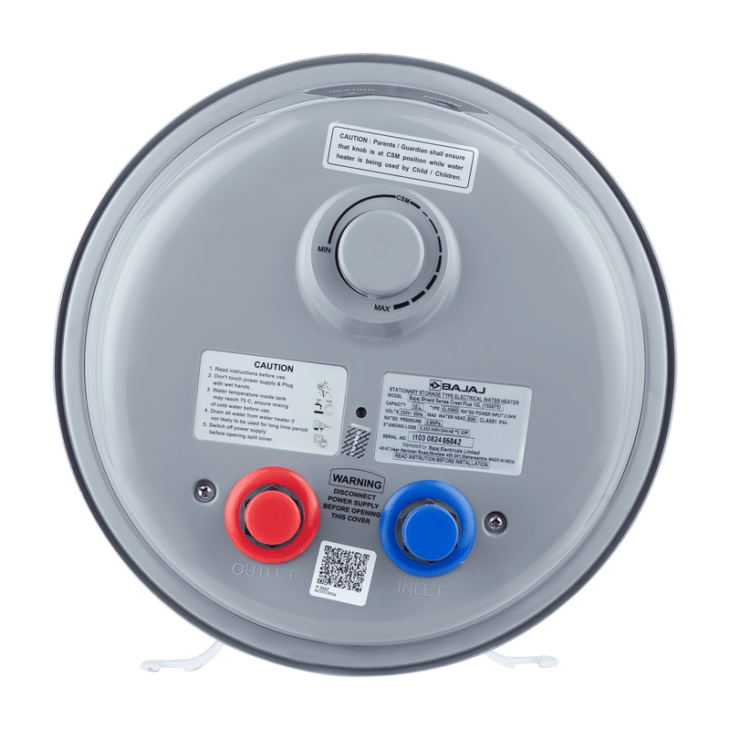 BAJAJ Shield Crest Plus 25 Litre 5 Star Vertical Storage Geyser with Swirlflow Technology (White & Grey)