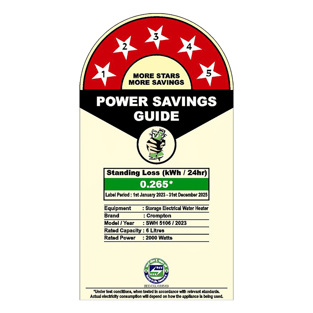 Crompton Marvel 6 Litre Vertical Storage Geyser with Anti-Scale Technology (White)