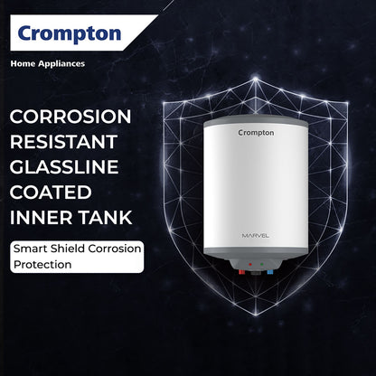 Crompton Marvel 6 Litre Vertical Storage Geyser with Anti-Scale Technology (White)