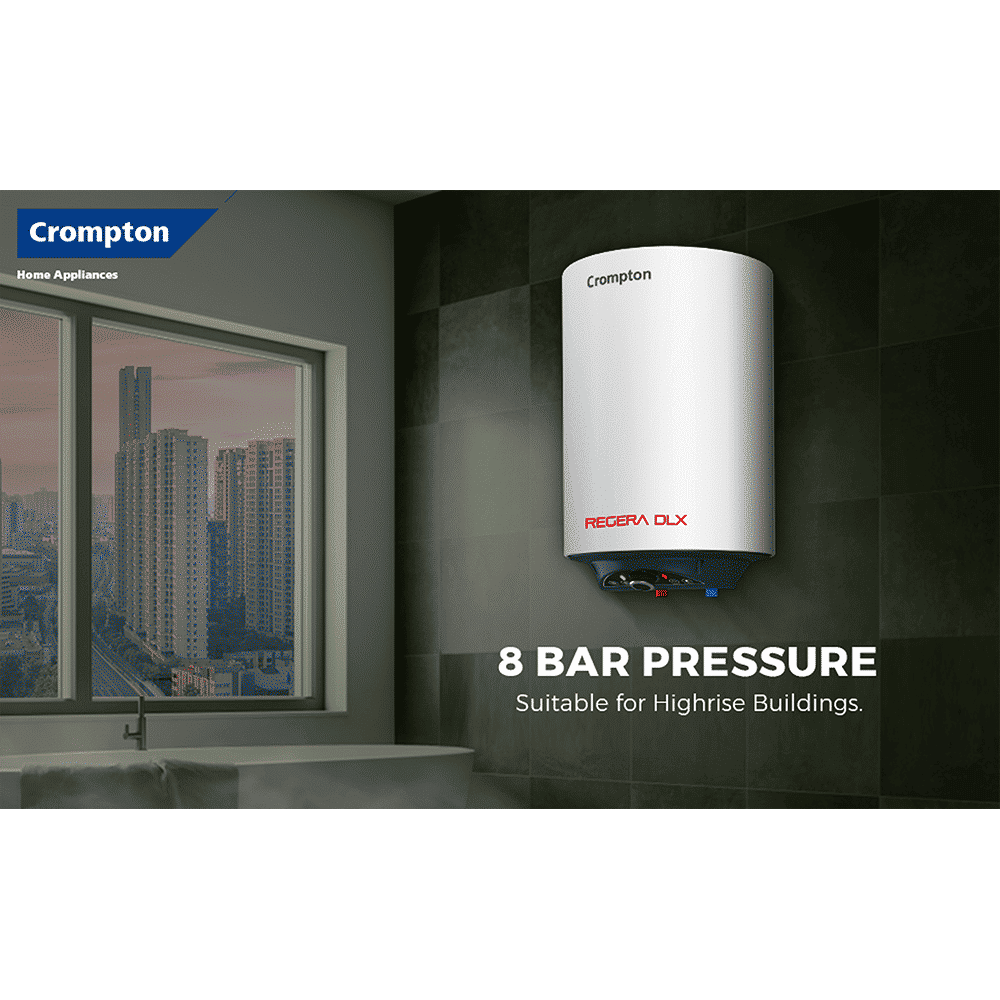 Crompton Regera DLX 15 Litre 5 Star Vertical Storage Geyser with Anti Scale Technology (Blue & White)