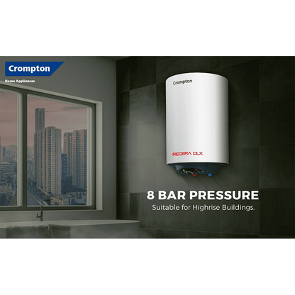 Crompton Regera DLX 15 Litre 5 Star Vertical Storage Geyser with Anti Scale Technology (Blue & White)