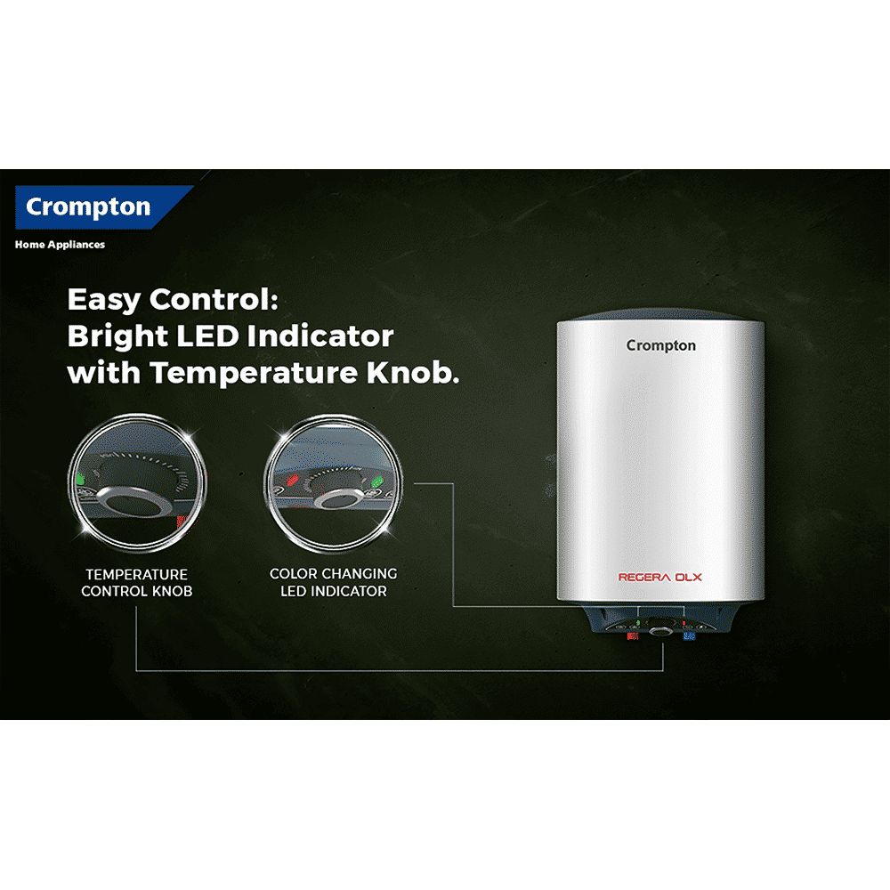 Crompton Regera DLX 15 Litre 5 Star Vertical Storage Geyser with Anti Scale Technology (Blue & White)