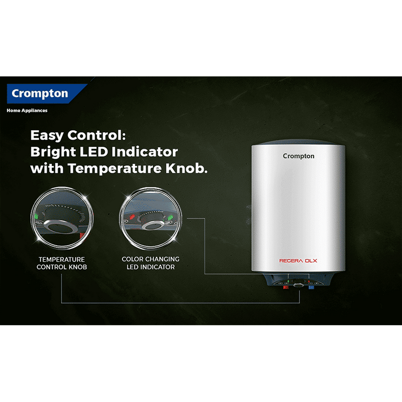 Crompton Regera DLX 15 Litre 5 Star Vertical Storage Geyser with Anti Scale Technology (Blue & White)