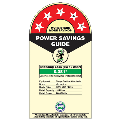 Crompton Regera DLX 15 Litre 5 Star Vertical Storage Geyser with Anti Scale Technology (Blue & White)