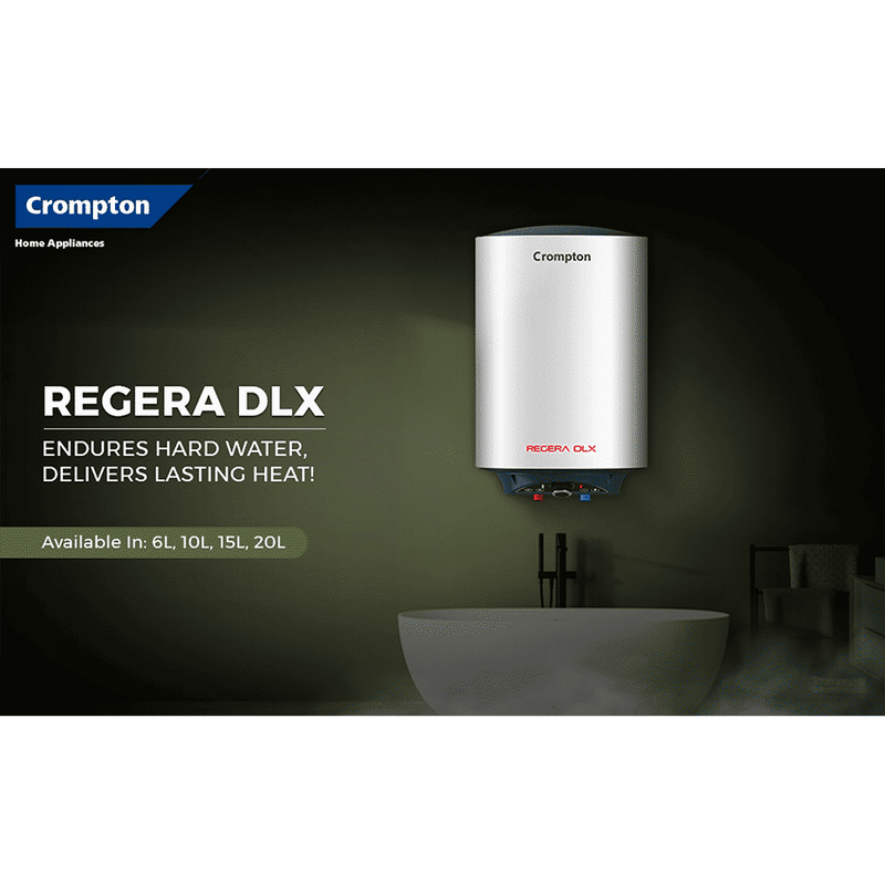 Crompton Regera DLX 15 Litre 5 Star Vertical Storage Geyser with Anti Scale Technology (Blue & White)