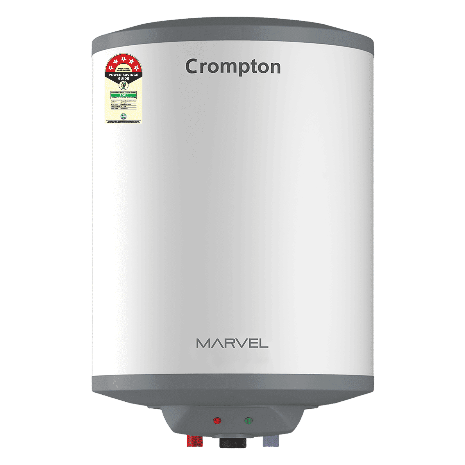 Crompton Marvel 15 Litre Vertical Storage Geyser with Anti-Scale Technology (White)