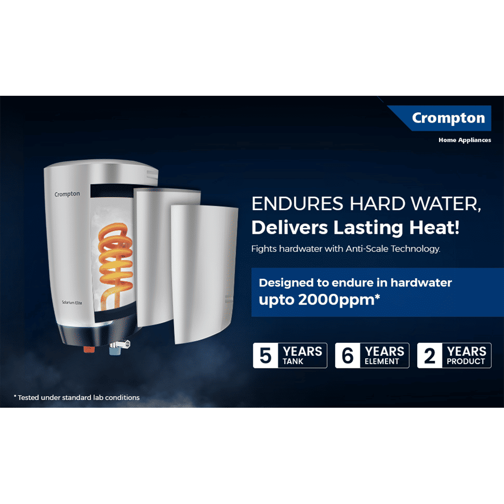Crompton Solarium Elite 3 Litre Vertical Instant Geyser with Anti Scale Technology (Blue & White)