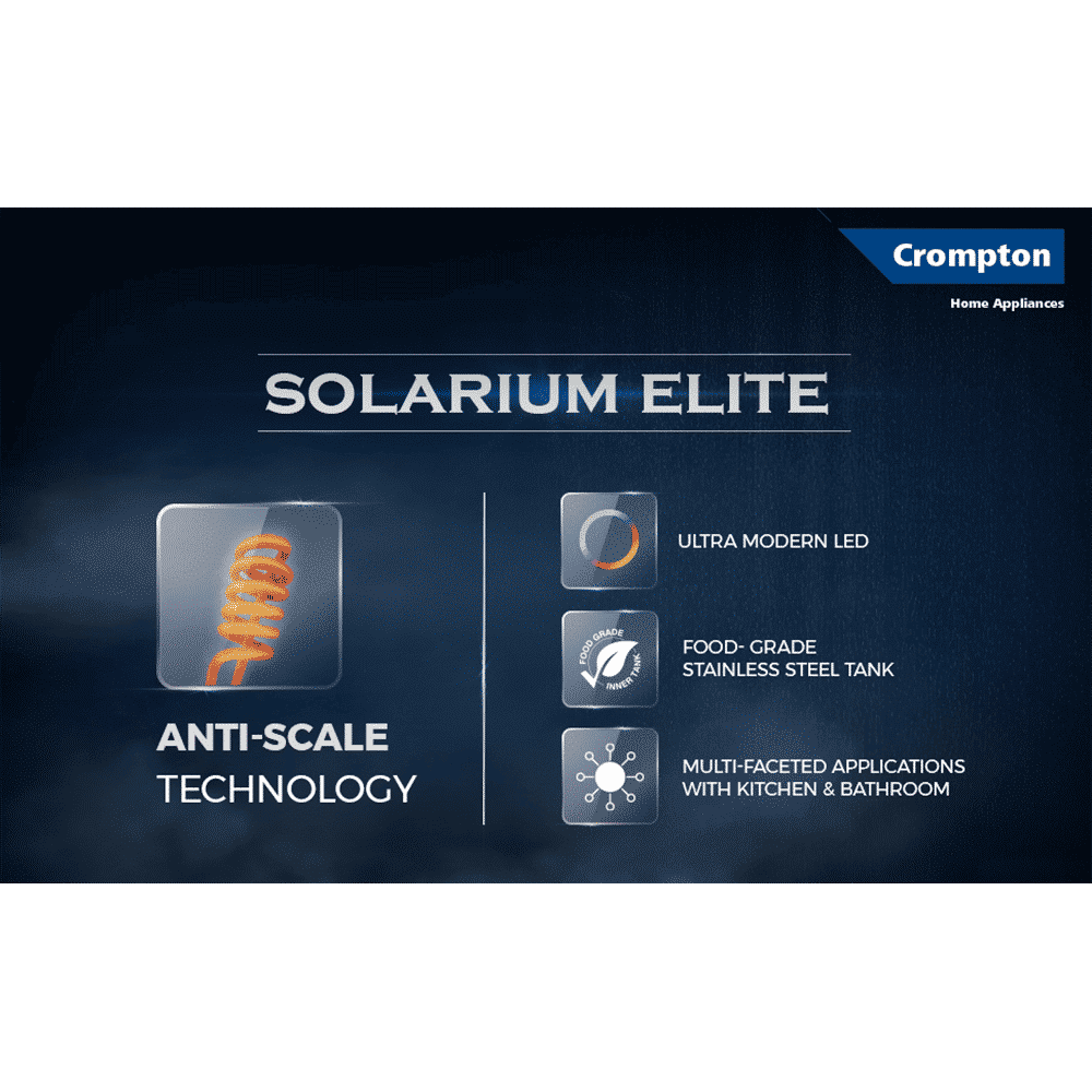 Crompton Solarium Elite 3 Litre Vertical Instant Geyser with Anti Scale Technology (Blue & White)