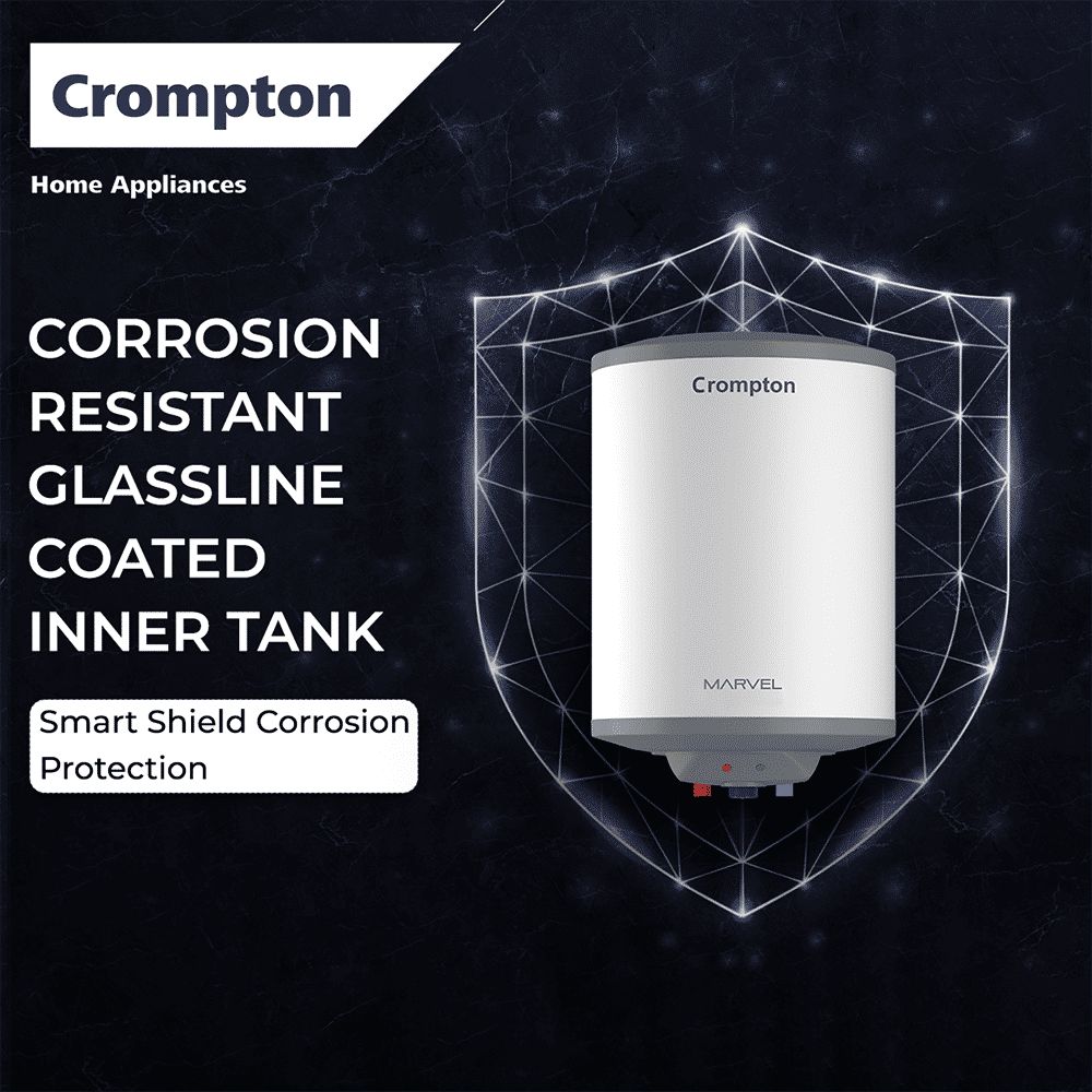 Crompton Marvel 25 Litre Vertical Storage Geyser with Anti-Scale Technology (White)