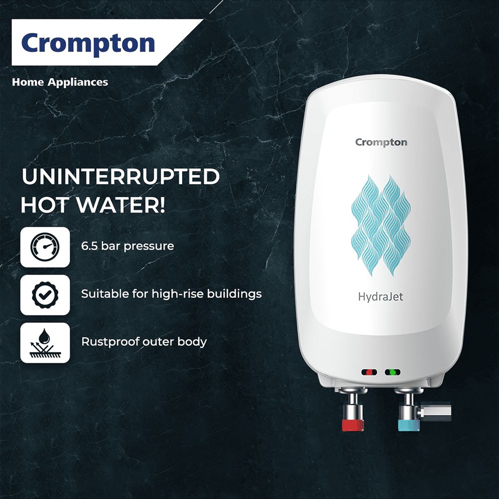 Crompton HydraJet 5 Litre Vertical Instant Geyser with Anti Scale Technology (White)