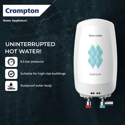 Crompton HydraJet 5 Litre Vertical Instant Geyser with Anti Scale Technology (White)