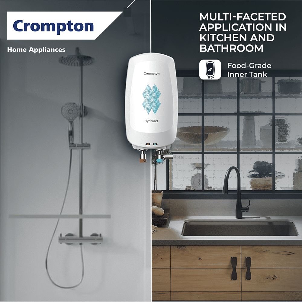 Crompton HydraJet 5 Litre Vertical Instant Geyser with Anti Scale Technology (White)