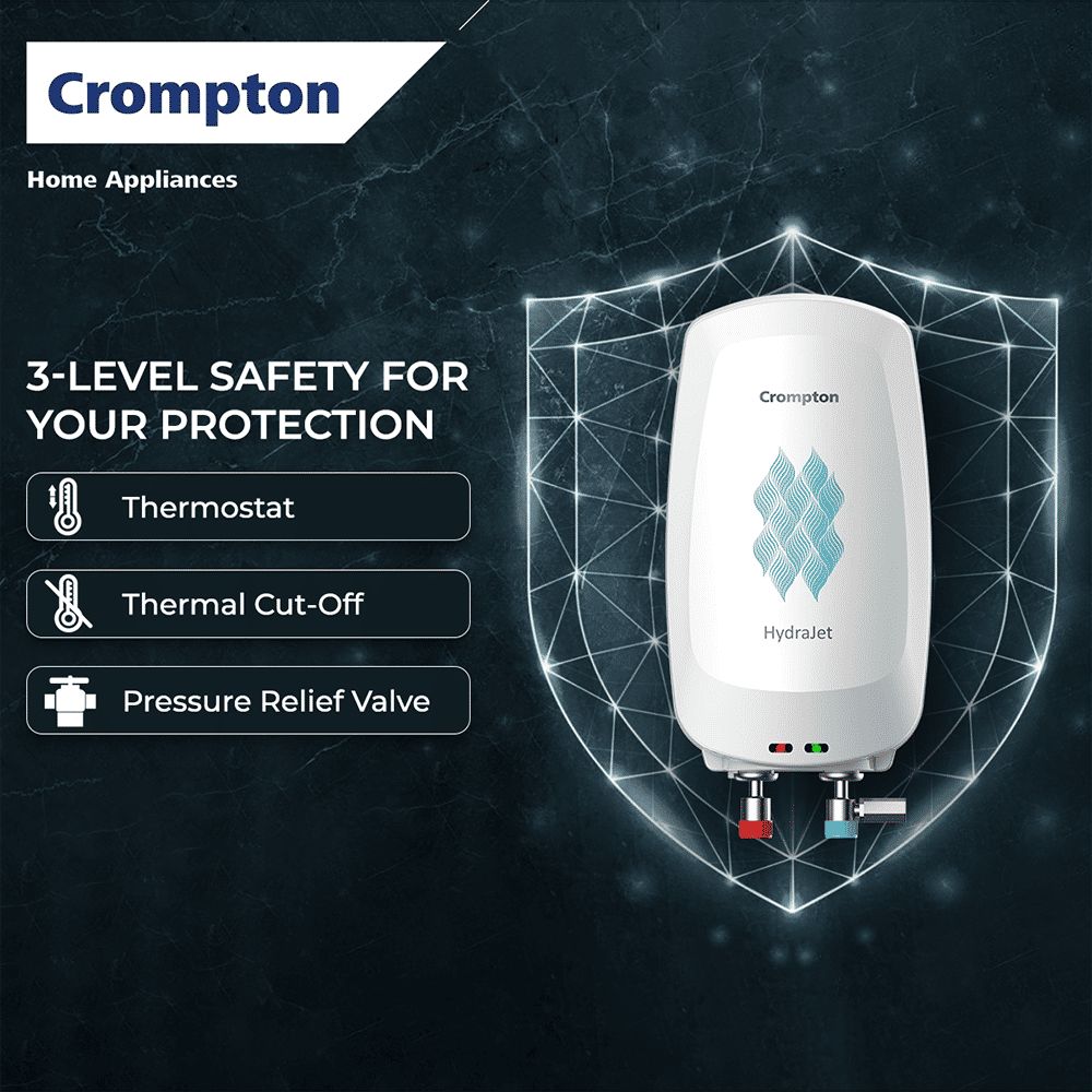 Crompton HydraJet 5 Litre Vertical Instant Geyser with Anti Scale Technology (White)