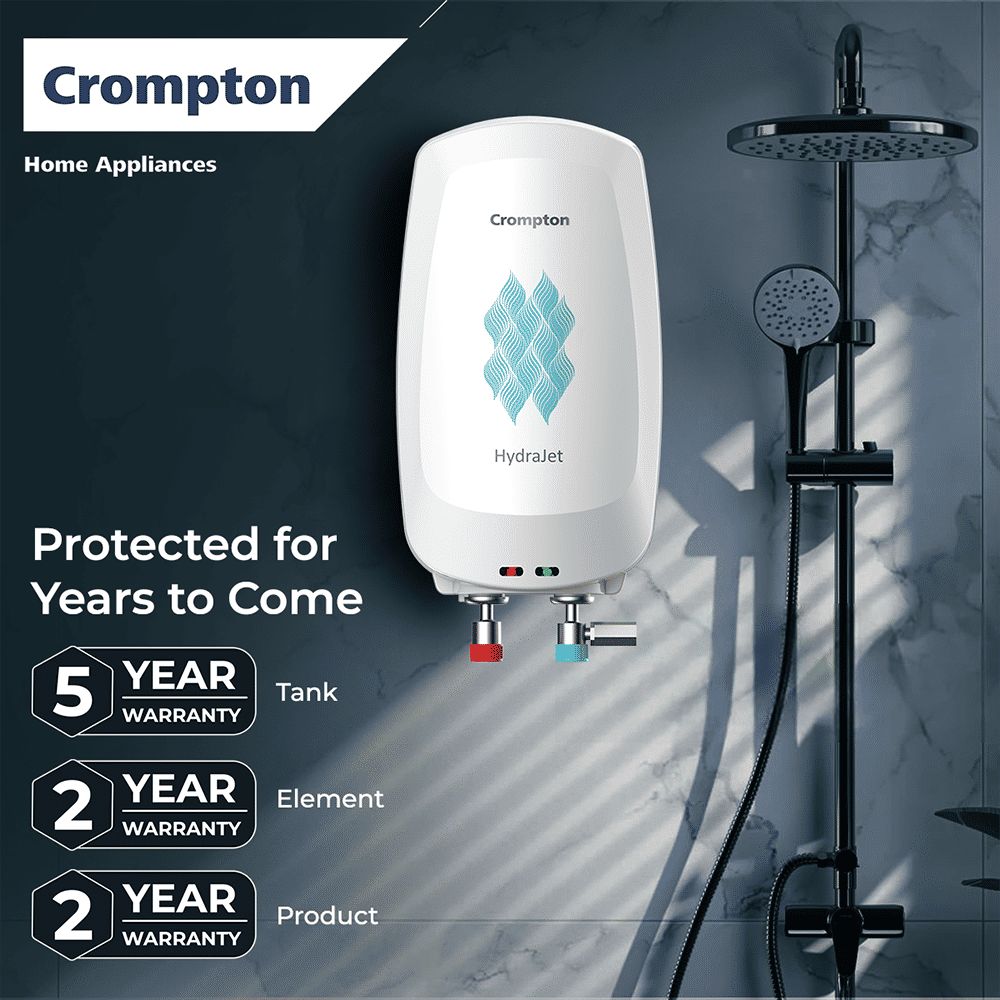 Crompton HydraJet 5 Litre Vertical Instant Geyser with Anti Scale Technology (White)