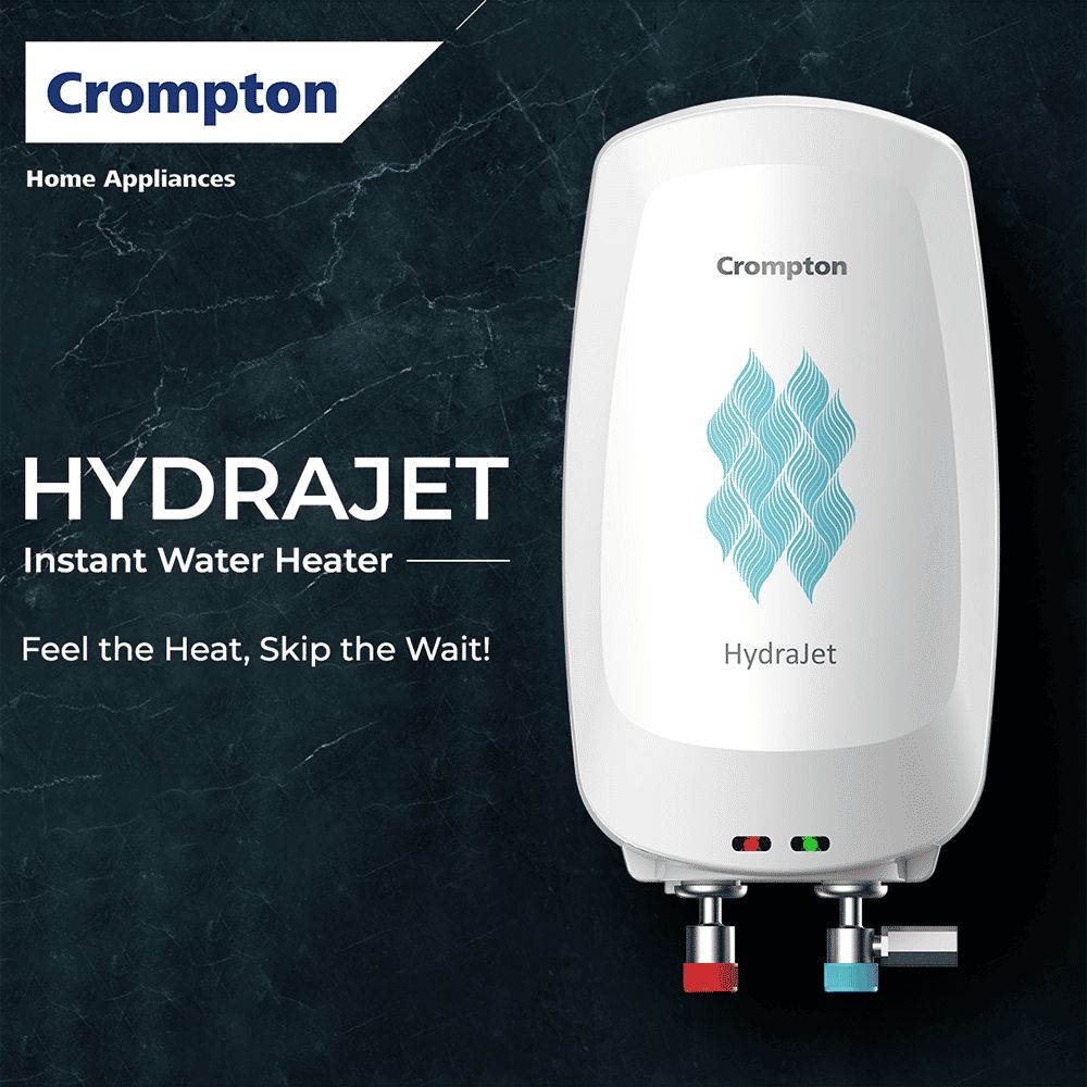 Crompton HydraJet 5 Litre Vertical Instant Geyser with Anti Scale Technology (White)