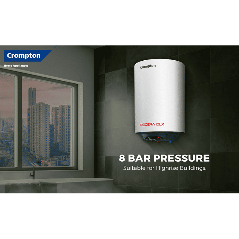 Crompton Regera DLX 6 Litre 5 Star Vertical Storage Geyser with Anti Scale Technology (Blue & White)