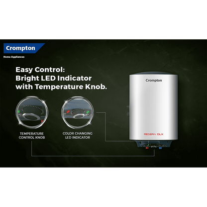 Crompton Regera DLX 6 Litre 5 Star Vertical Storage Geyser with Anti Scale Technology (Blue & White)