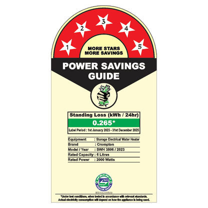 Crompton Regera DLX 6 Litre 5 Star Vertical Storage Geyser with Anti Scale Technology (Blue & White)