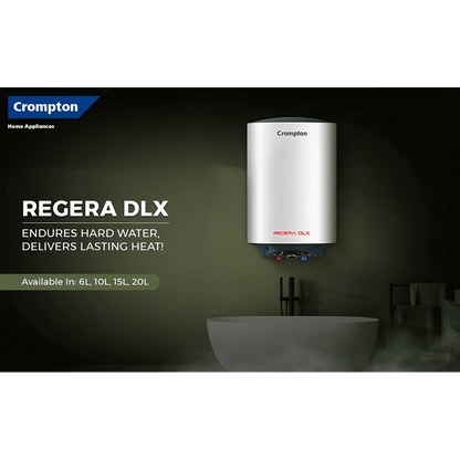 Crompton Regera DLX 6 Litre 5 Star Vertical Storage Geyser with Anti Scale Technology (Blue & White)