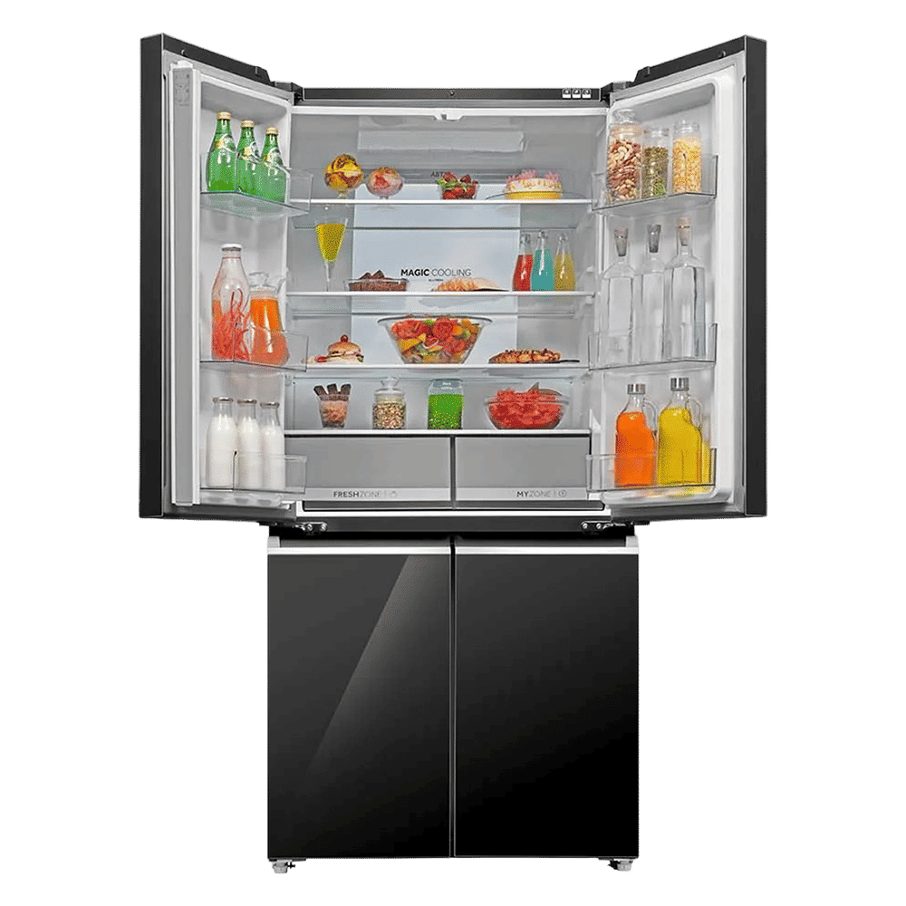 Haier 630 Litres Frost Free French Door Smart Wifi Enabled Refrigerator with Motion Sensor (HRB-700KGU1, Black Glass)